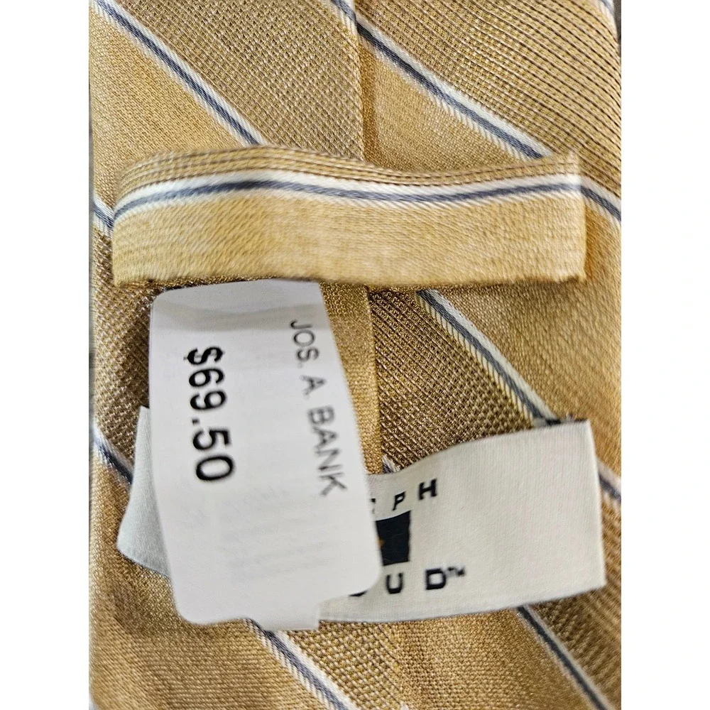 Joseph Abboud Silk Blend Striped Necktie Gold Blue White Business Formal Tie
